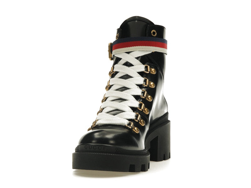 Gucci Sylvie Web 55mm Ankle Boot Black Leather