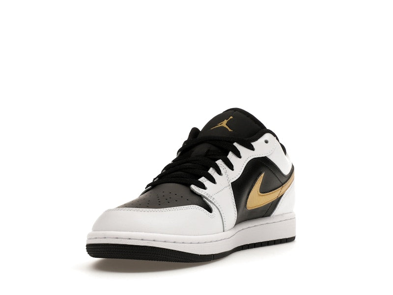 Jordan 1 Low White Black Metallic Gold Swoosh