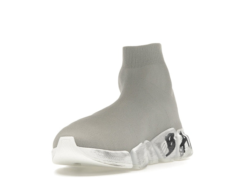 Balenciaga Speed 2.0 Graffiti Recycled Knit Grey White