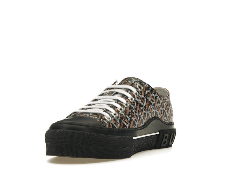 Burberry Monogram Pattern Low Top Black Orange Canvas