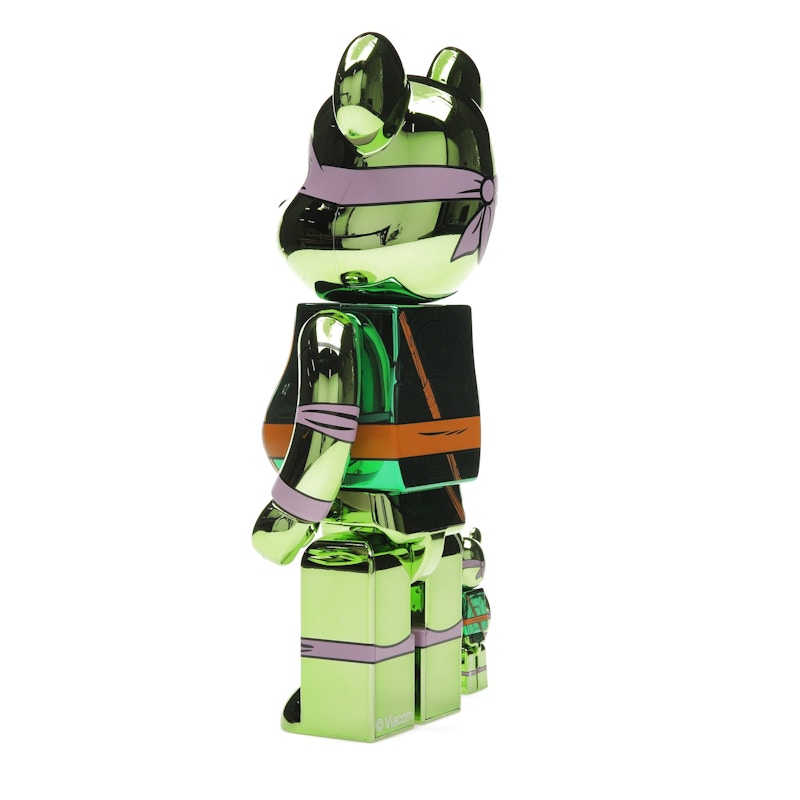 Bearbrick x Teenage Mutant Ninja Turtles Donatello 100% & 400% Set Chrome Ver.