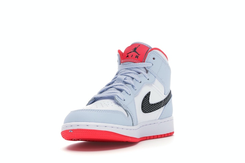 Jordan 1 Mid Half Blue Polka Dot Swoosh (GS)