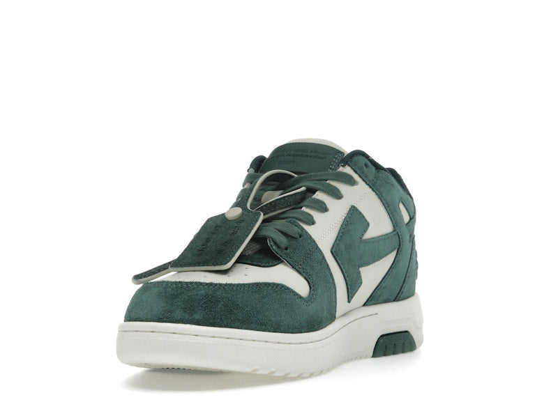 OFF-WHITE Out Of Office "OOO" Low Tops Jet Green Ecru Suede