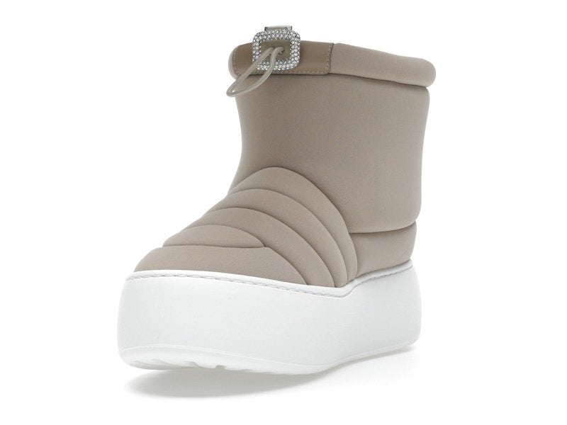 Roger Vivier Viv' Winter Puffy Ankle Boots Beige Crystal Buckle (Women's)
