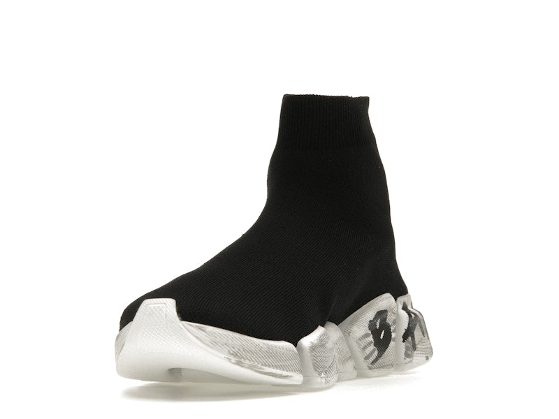 Balenciaga Speed 2.0 Graffiti Recycled Knit Black White