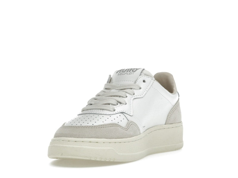 Autry Medalist Leather Low White Beige Suede (Women's)