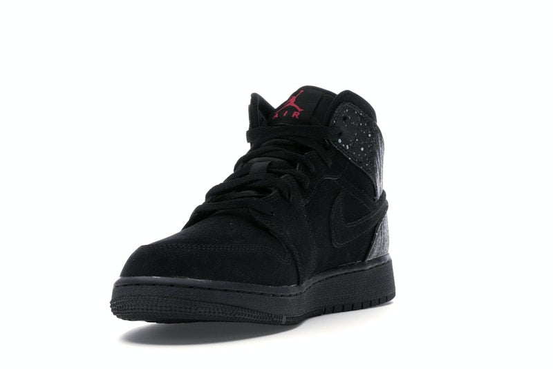 Jordan 1 Mid Black Rush Pink White Splatter (GS)