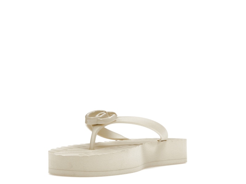 Gucci Chevron Thong Sandal White Rubber