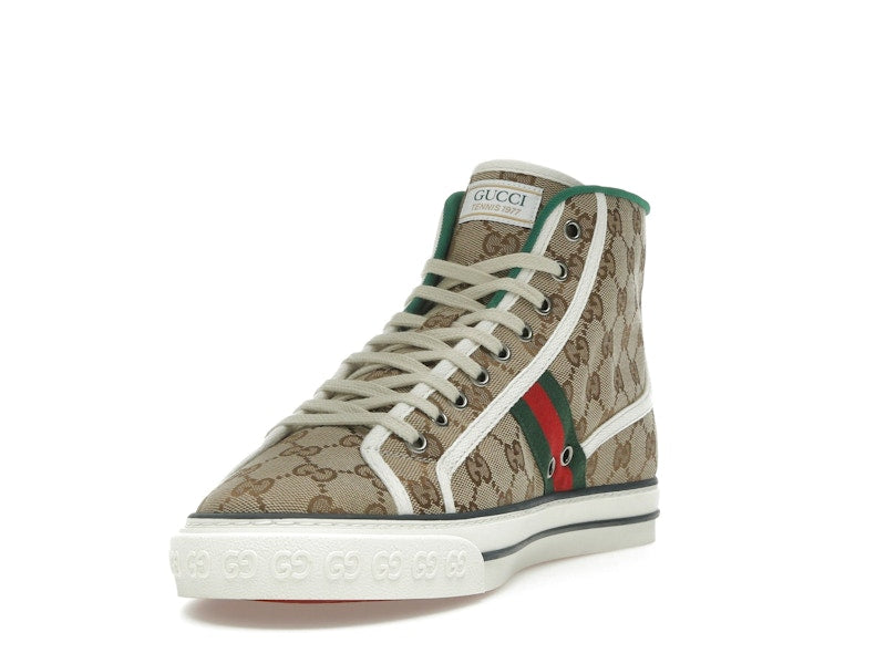 Gucci Tennis 1977 Canvas High Top Beige GG Print