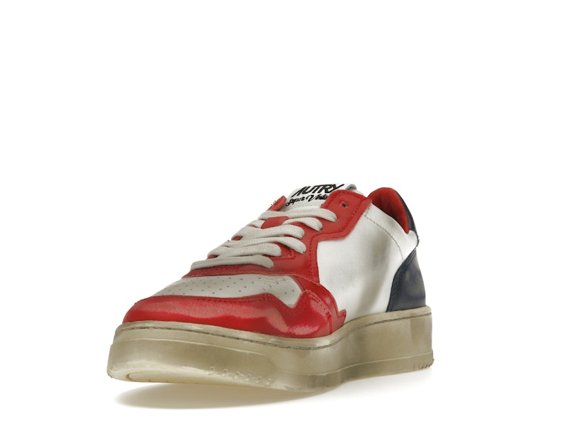 Autry Medalist Leather Low Super Vintage White Blue Red