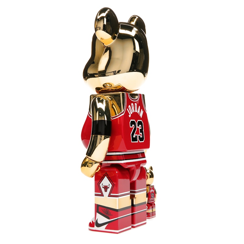 Bearbrick Michael Jordan 1985 Rookie Jersey 100% & 400% Set Gold Chrome
