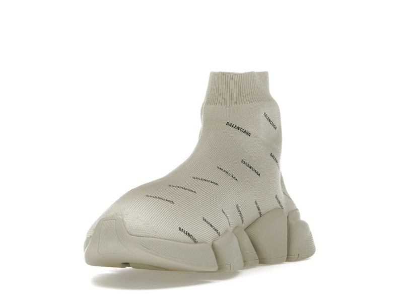 Balenciaga All Over Logo Speed 2.0 Beige