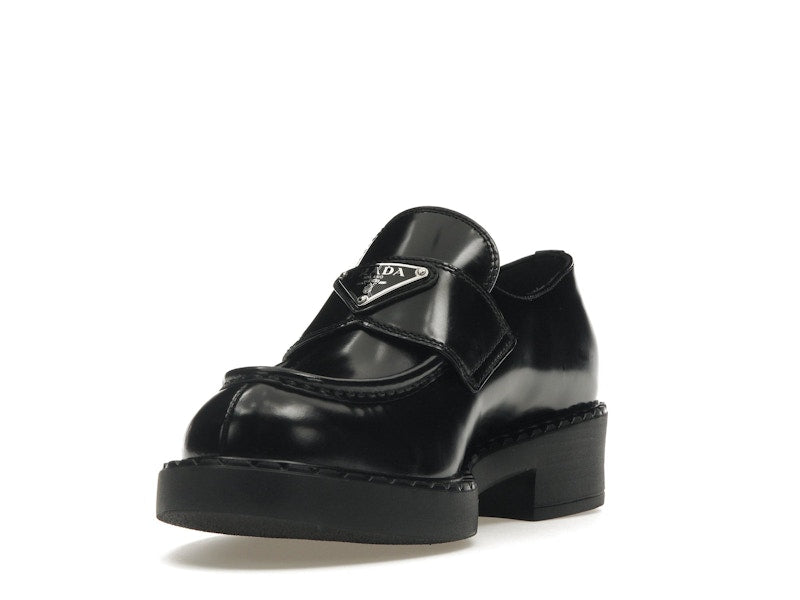 Prada Chocolate 50mm Loafer Black Brushed Leather