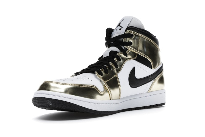 Jordan 1 Mid Metallic Gold Black White