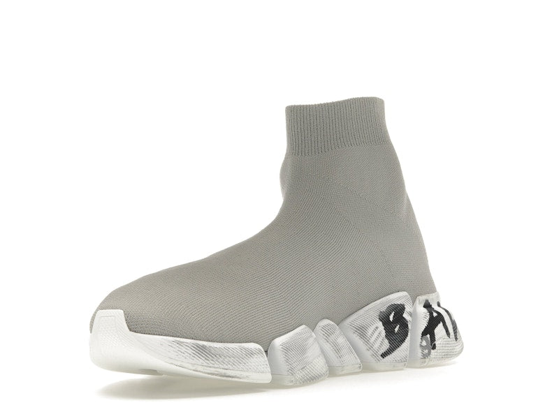 Balenciaga Speed 2.0 Graffiti Recycled Knit Grey White