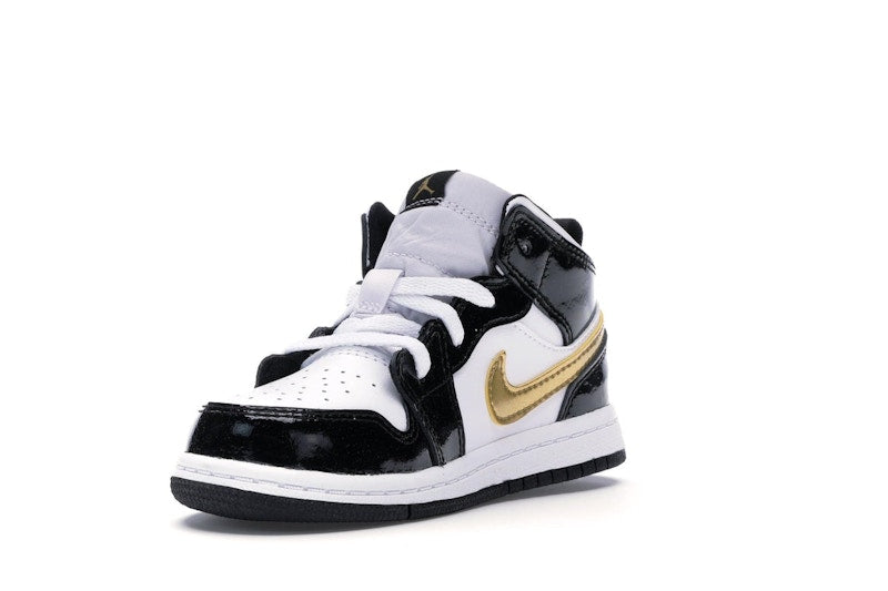Jordan 1 Mid Patent Black White Gold (TD)