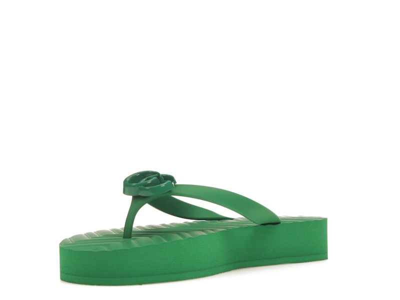 Gucci Chevron Thong Sandal Green Rubber