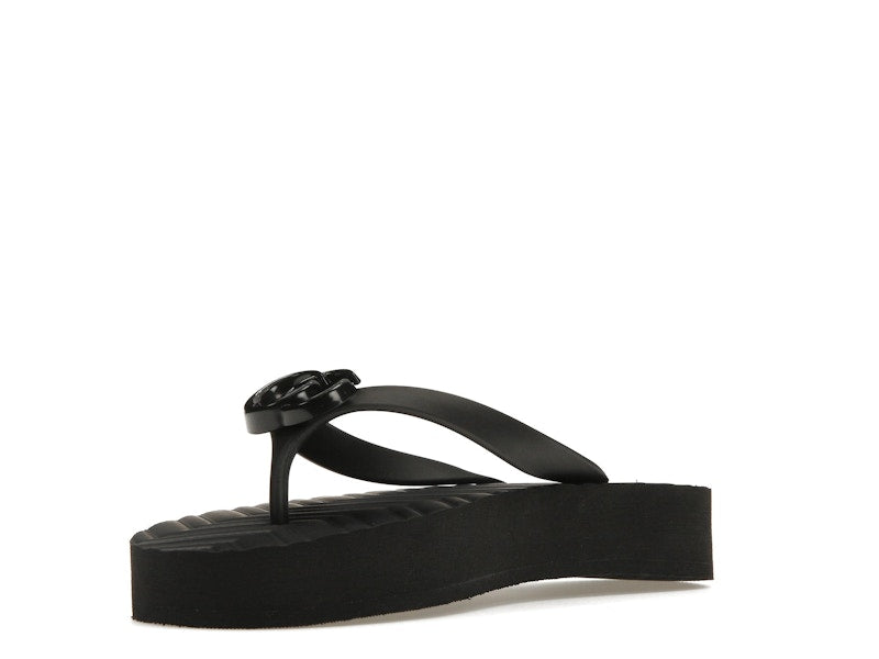 Gucci Chevron Thong Sandal Black Rubber