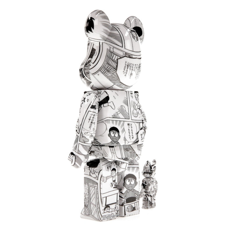 Bearbrick Doraemon (Comic Ver.) 100% & 400% Set Black & White