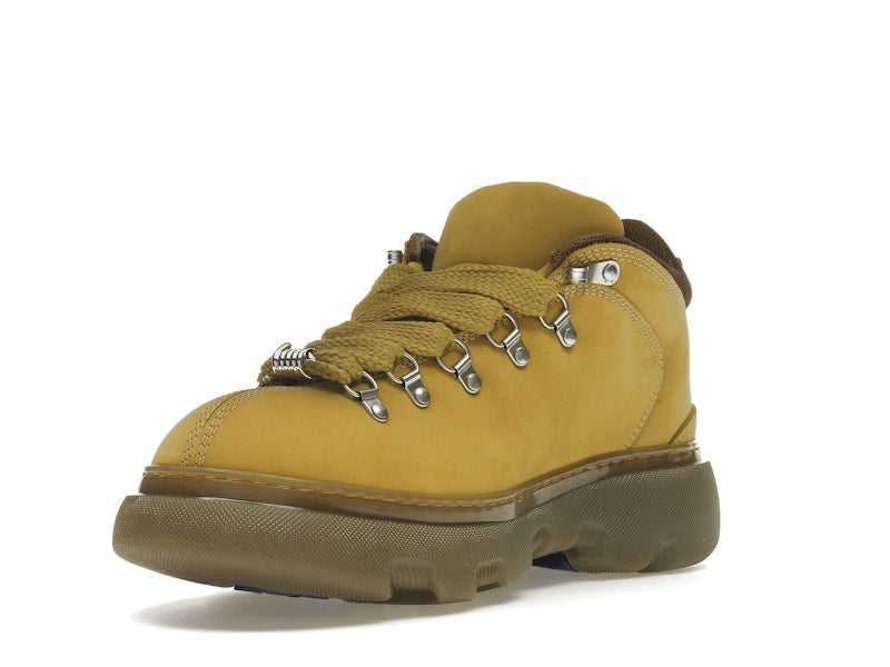 Burberry Lace Up Leather Ankle Boot Mustard Yellow