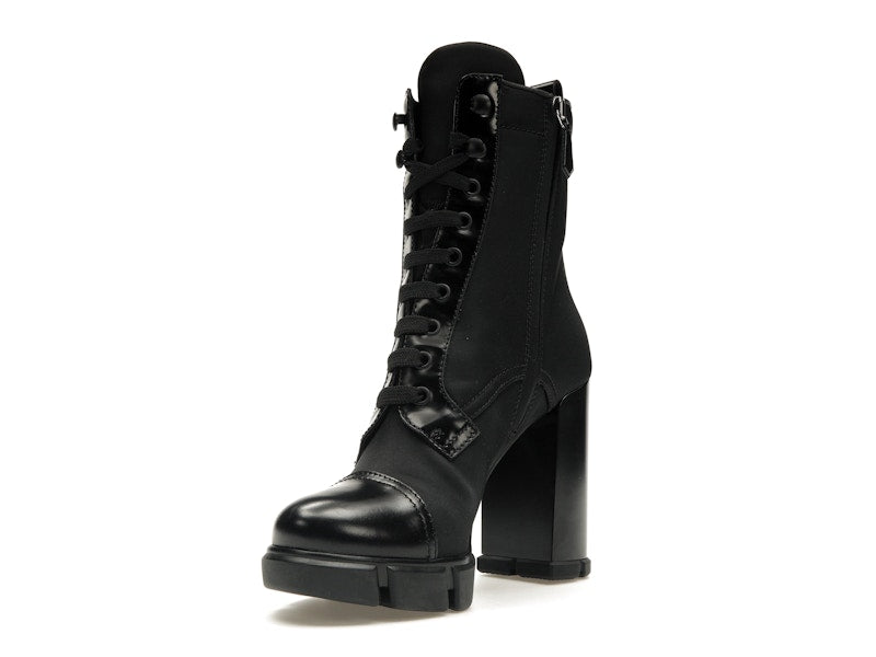 Prada 110 mm Nylon Booties Black Brushed Leather