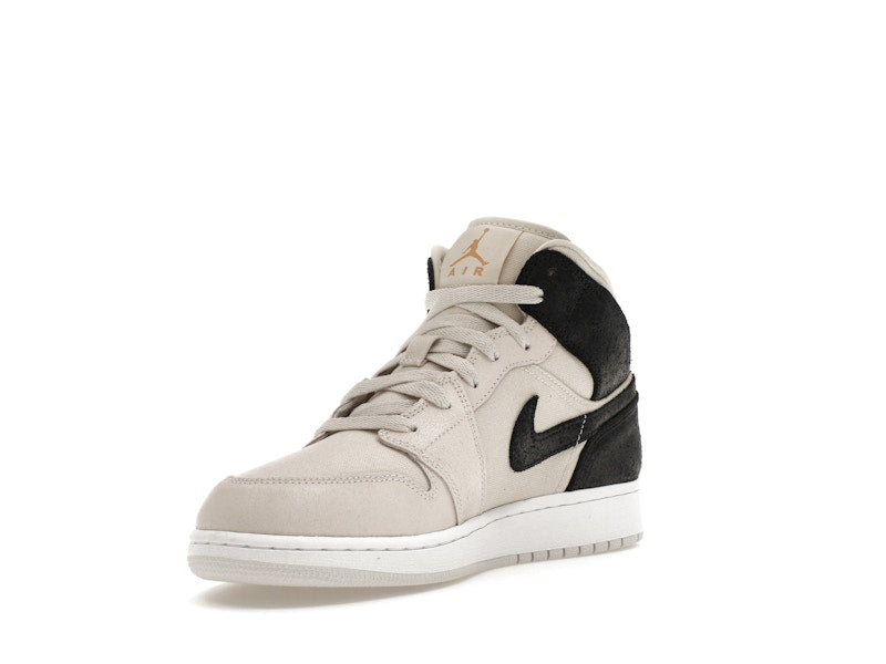 Jordan 1 Mid Light Bone Metallic Gold Black (GS)