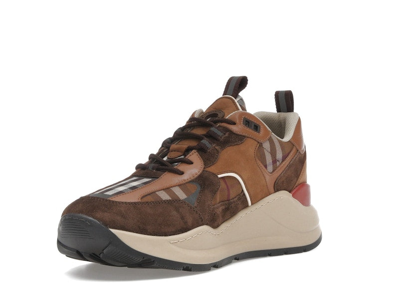 Burberry Check and Suede Sneakers Dark Birch Brown