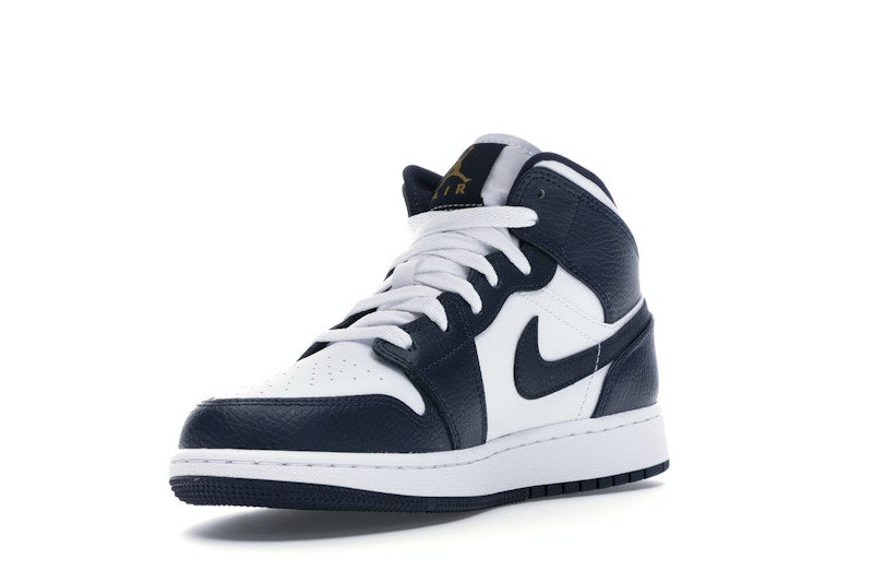 Jordan 1 Mid White Metallic Gold Obsidian (GS)