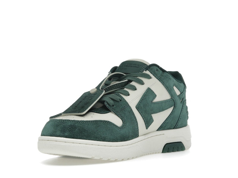 OFF-WHITE Out Of Office "OOO" Low Tops Jet Green Ecru Suede