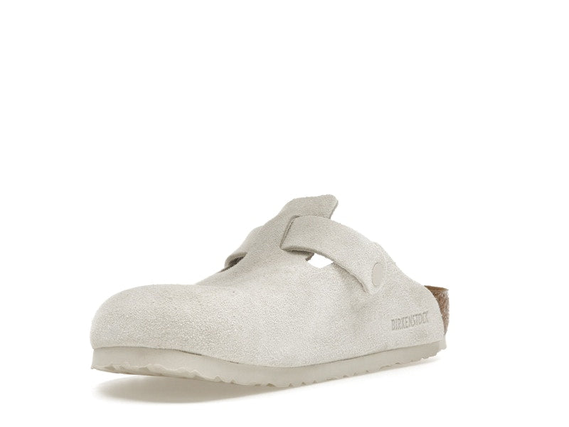 Birkenstock Boston Soft Footbed Suede Antique White