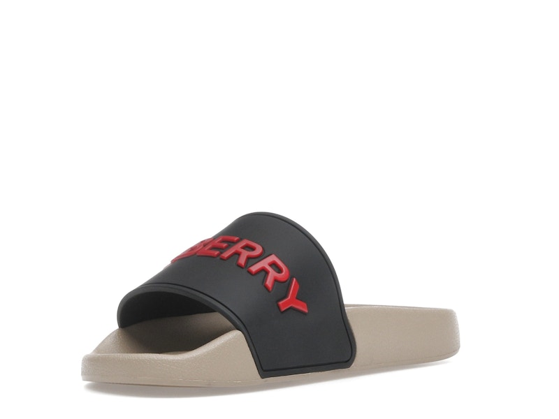 Burberry Embossed Logo Slide Black Red Tan (Women's)