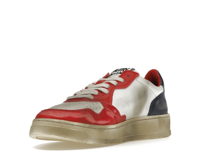 Autry Medalist Leather Low Super Vintage White Blue Red