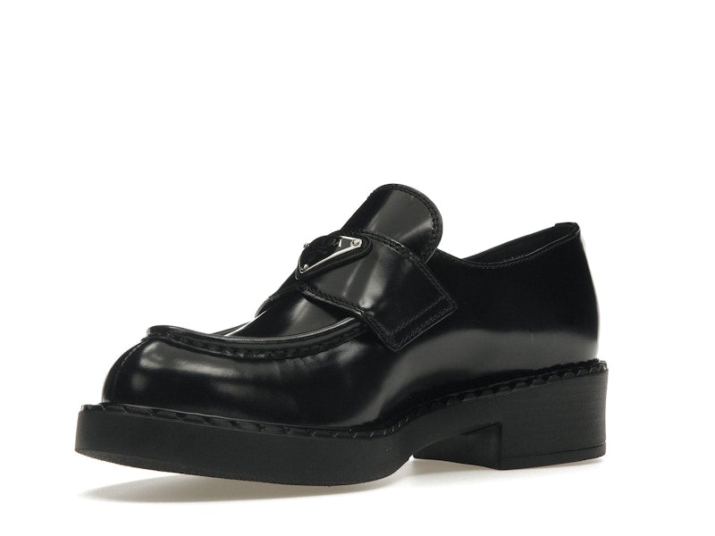 Prada Chocolate 50mm Loafer Black Brushed Leather