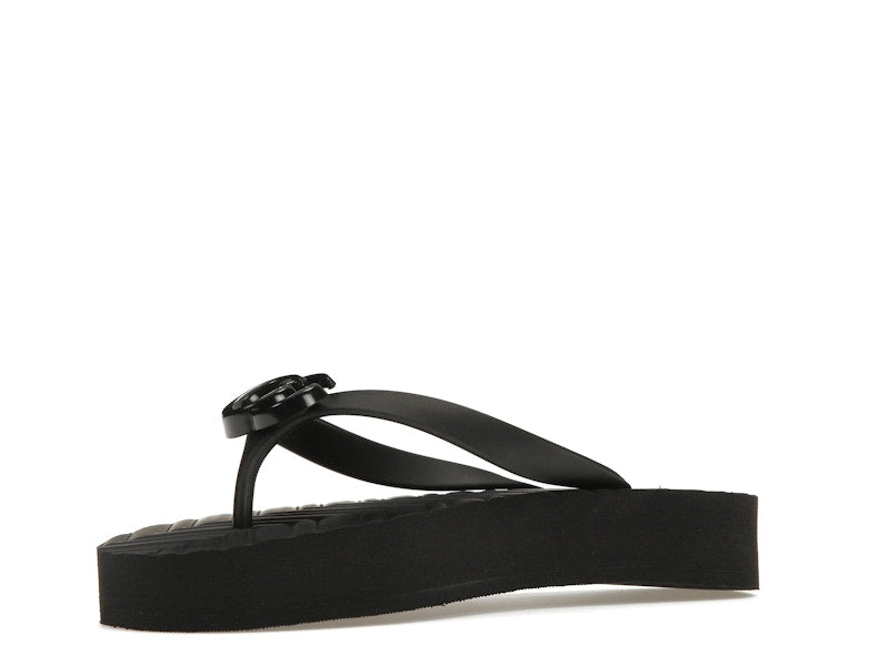 Gucci Chevron Thong Sandal Black Rubber