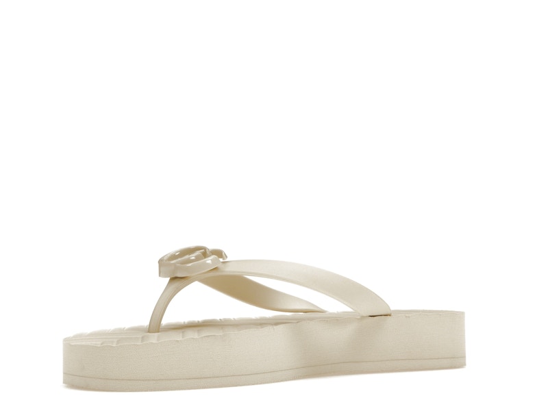 Gucci Chevron Thong Sandal White Rubber