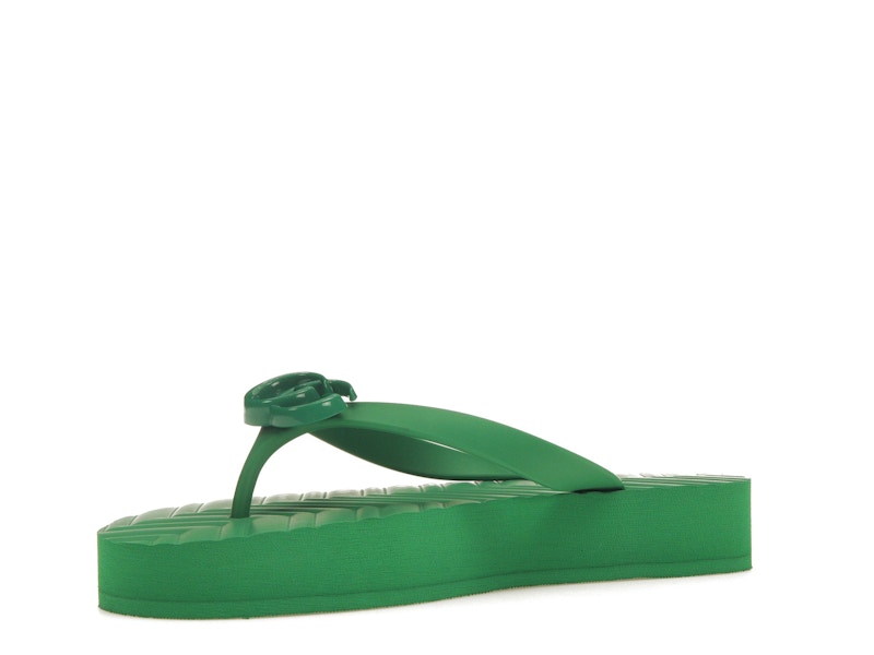 Gucci Chevron Thong Sandal Green Rubber
