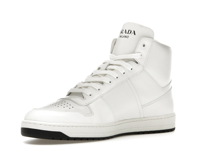 Prada Downtown High Top Sneakers Leather White White Black
