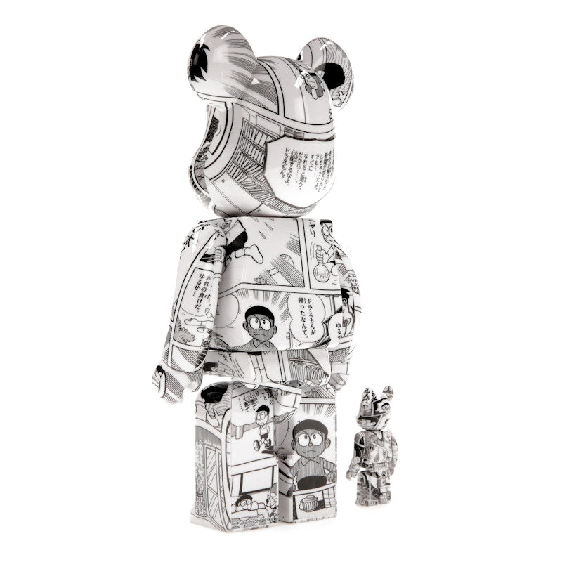 Bearbrick Doraemon (Comic Ver.) 100% & 400% Set Black & White