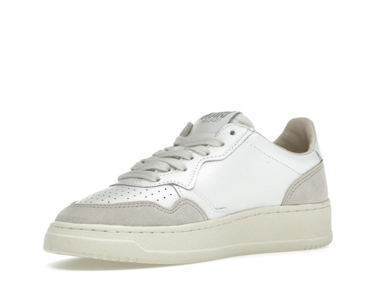 Autry Medalist Leather Low White Beige Suede (Women's)