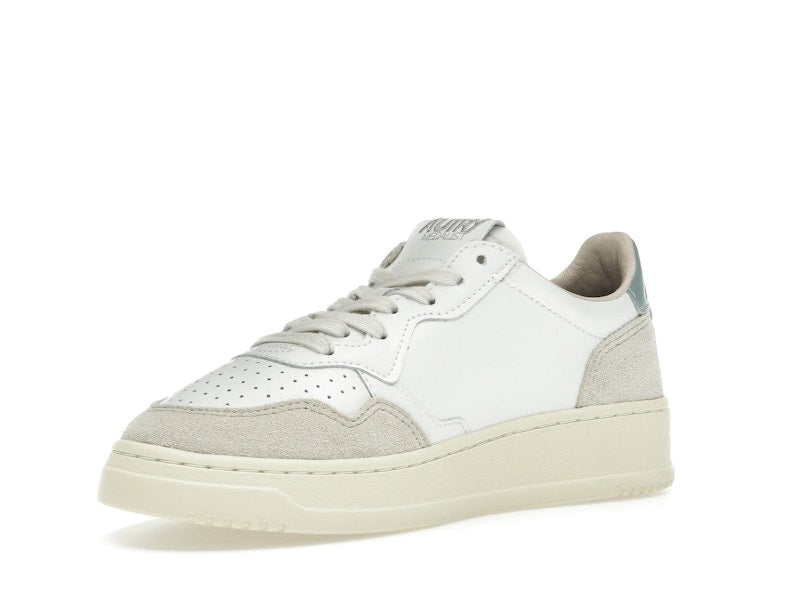 Autry Medalist Leather Low White Silver Blue Beige (Women's)