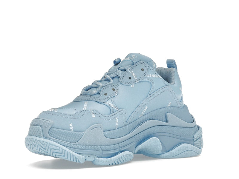 Balenciaga All Over Logo Triple S Blue Grey (Women's)