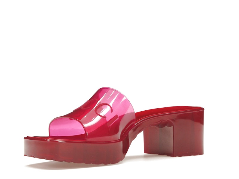 Gucci 60mm Slide Sandal Hibiscus Red Rubber