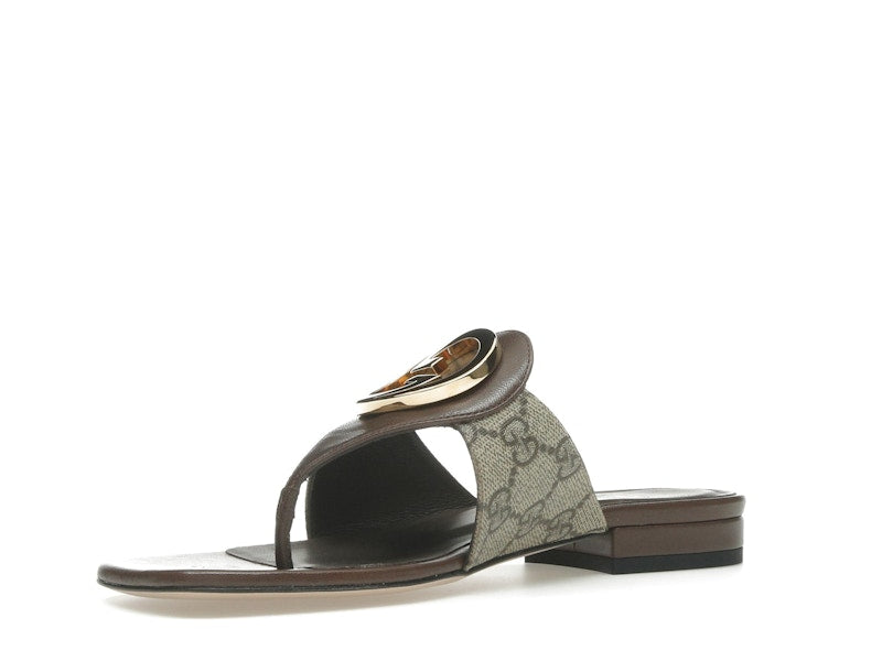 Gucci Blondie Thong Canvas Sandals Ebony (Women's)