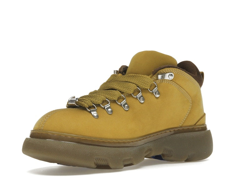 Burberry Lace Up Leather Ankle Boot Mustard Yellow