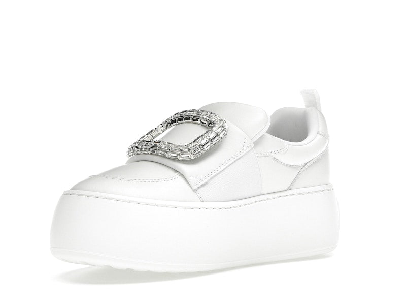 Roger Vivier Viv' Up White Crystal Buckle (Women's)