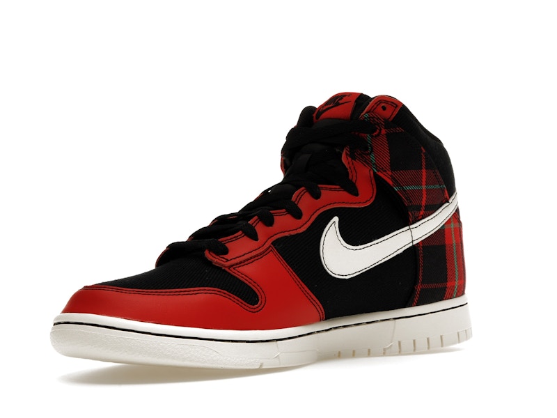 Nike Dunk High SE Tartan Plaid Black University Red