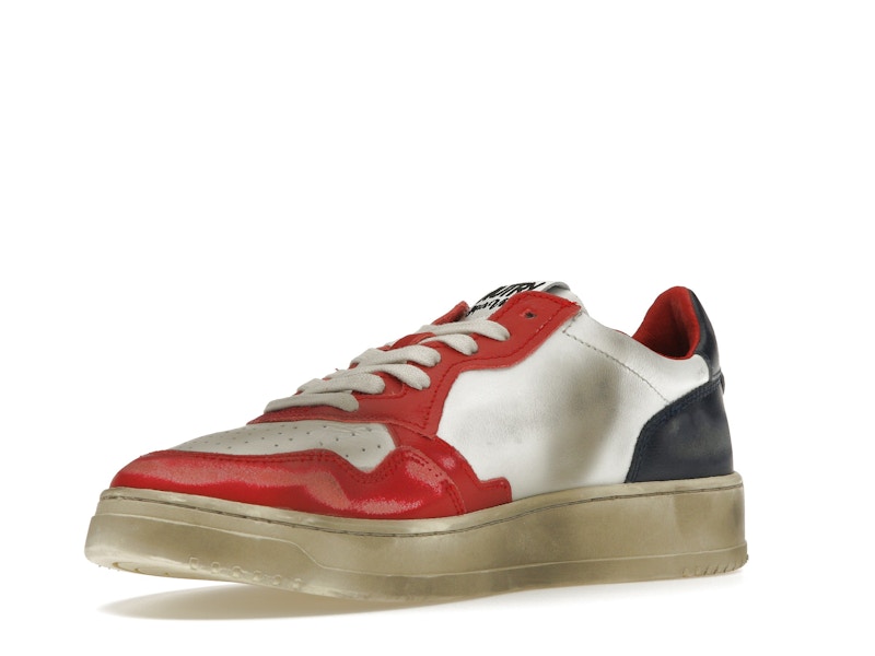 Autry Medalist Leather Low Super Vintage White Blue Red