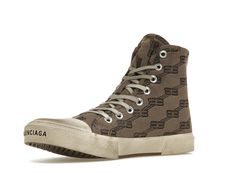 Balenciaga Paris High Top BB Monogram Dark Beige Brown