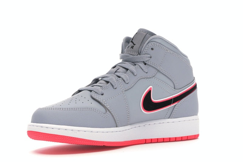Jordan 1 Mid Wolf Grey Racer Pink Black (GS)