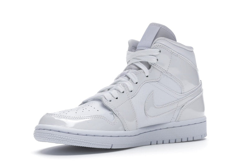 Jordan 1 Mid Triple White Patent Swoosh (Women's)